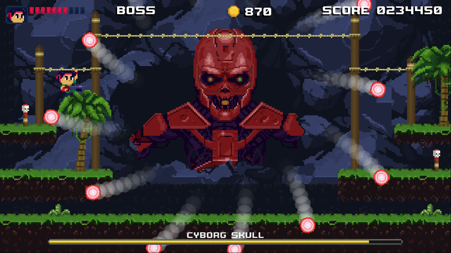 Brave Soldier Invasion of Cyborgs Game Cyborg Skull Red Attack Screenshot.
