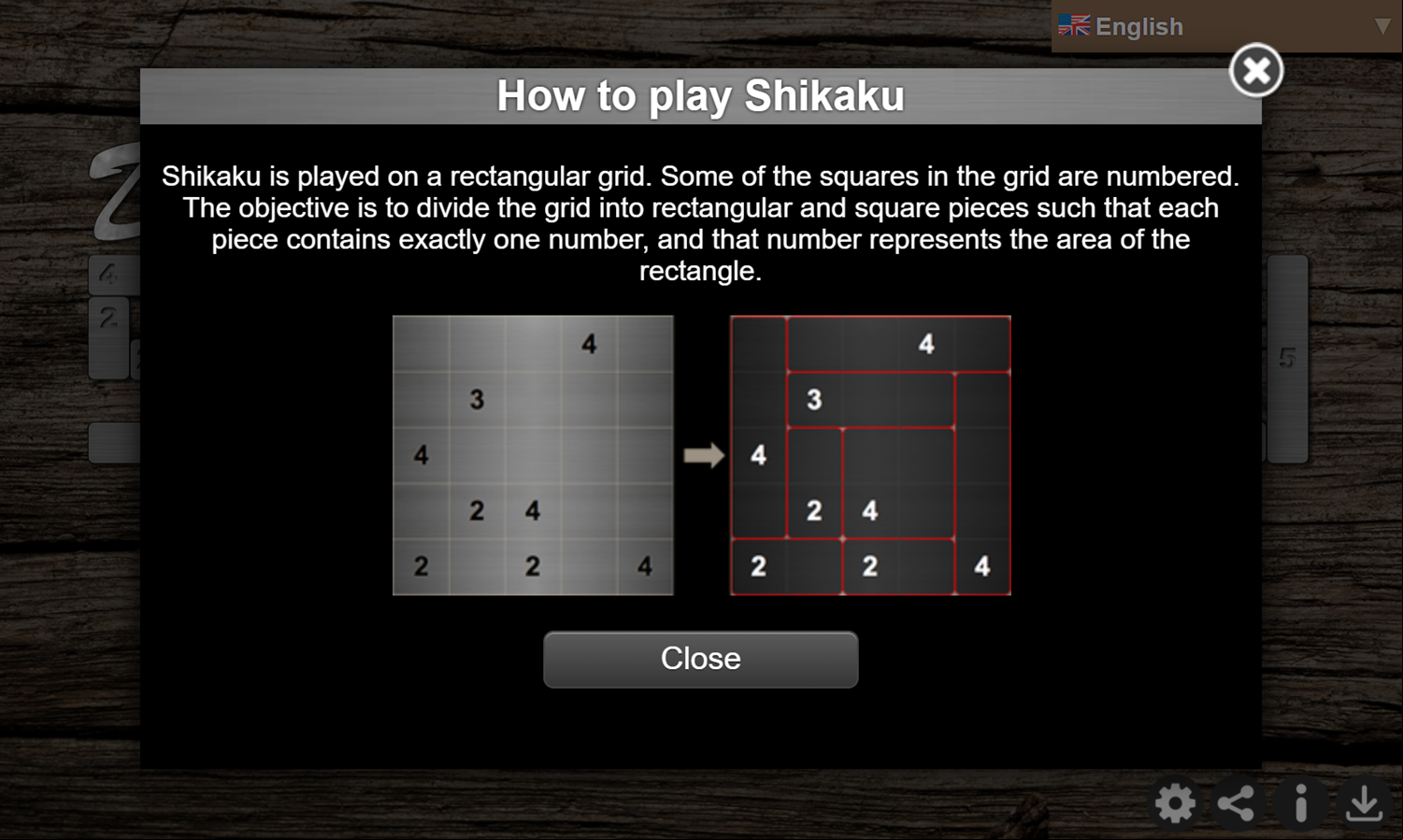 Daily Shikaku Game How To Play Screenshot.