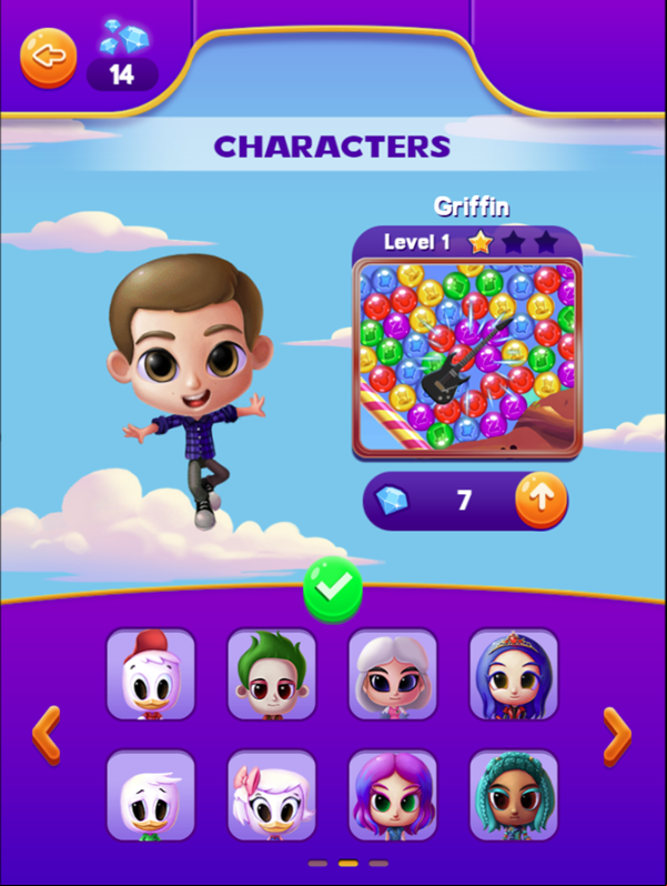 Disney Bubble Burst Game Character Select Screen Screenshot.