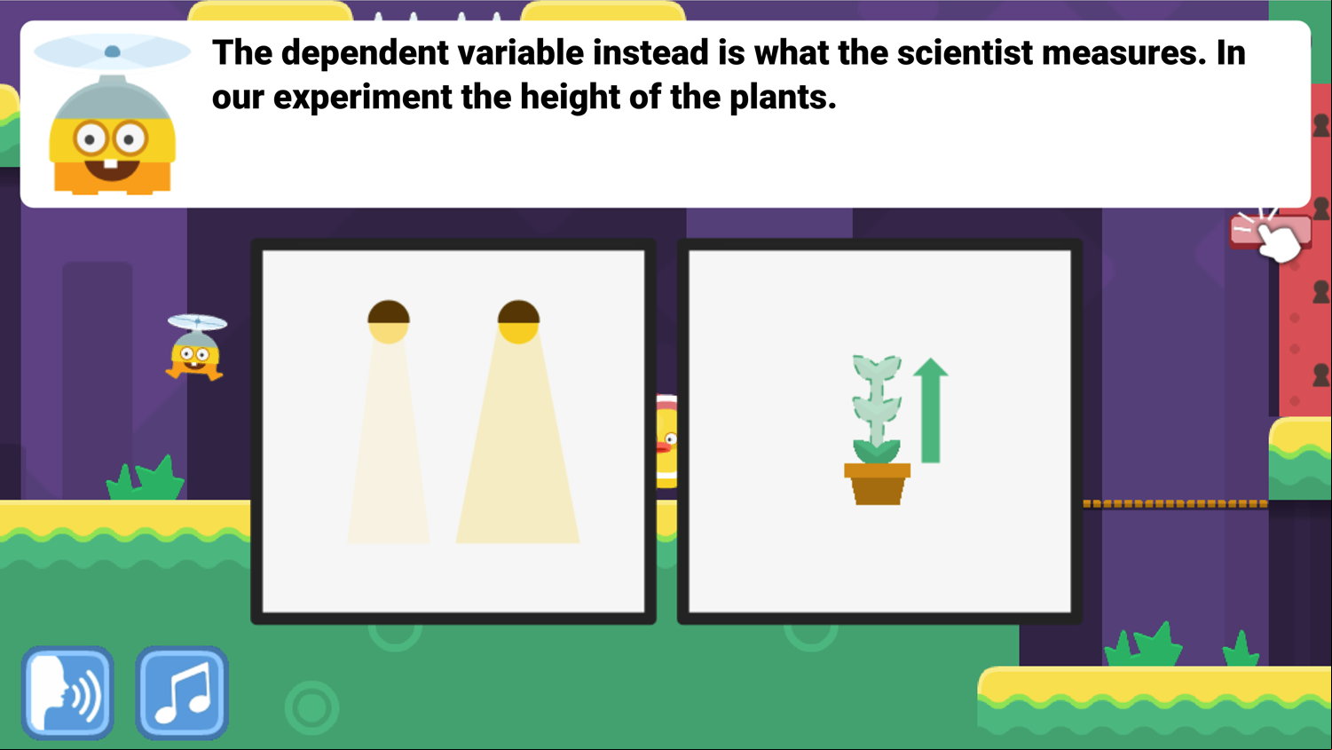 DocDuck Scientific Method Game Dependent Variables Screenshot.