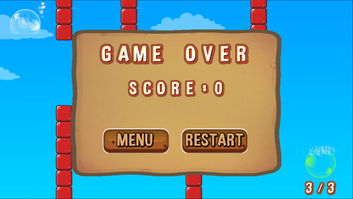 Fasty Bubble Game Over Screenshot.
