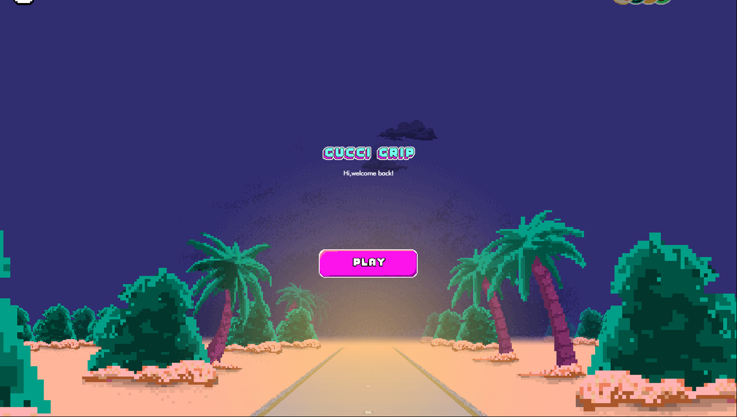 Gucci Grip Game Welcome Screen Screenshot.