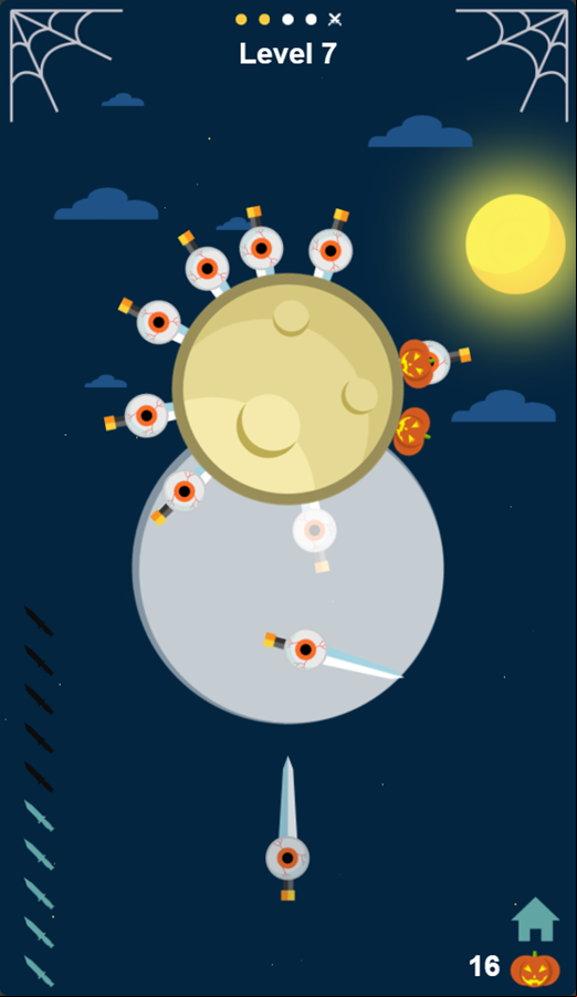 Halloween Knife Game Over Screenshot.
