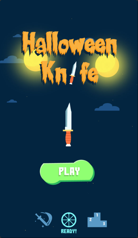 Halloween Knife Game Welcome Screen Screenshot.