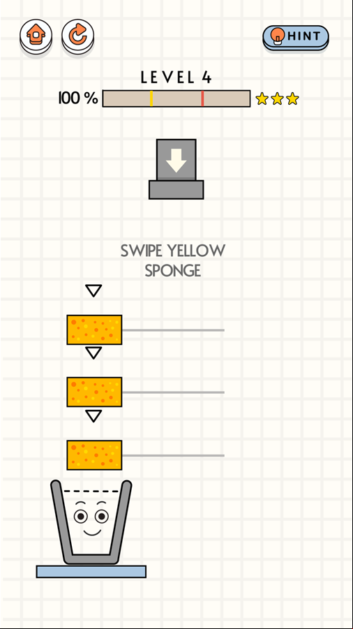 Happy Filled Glass 4 Game Swipe Yellow Sponge Screenshot.