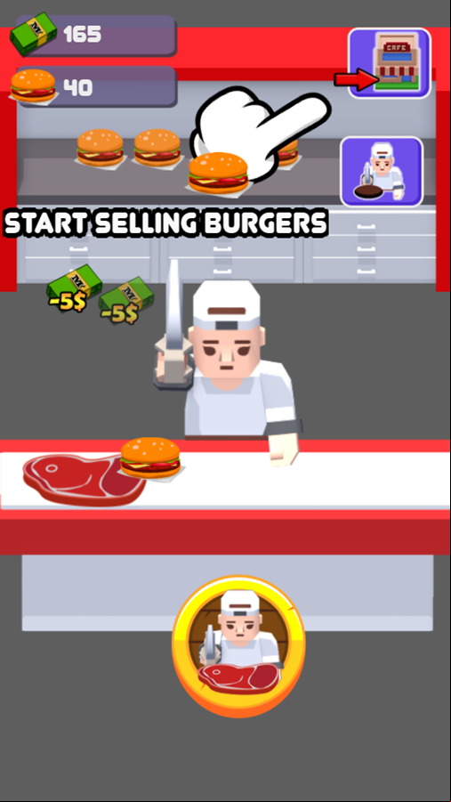Idle Waiter Tycoon Game Cut Meat Screenshot.
