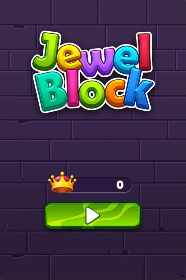 Jewel Block Game Welcome Screen Screenshot.
