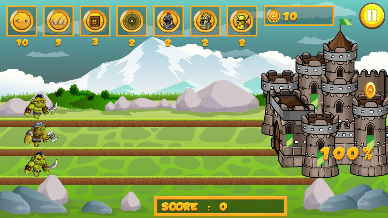 Knight vs Orc Game Start Screenshot.