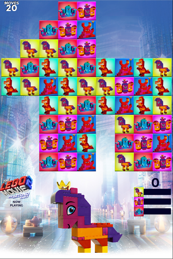 LEGO Movie 2 Queen Watevra Wa'nabi Match Game Screenshot.