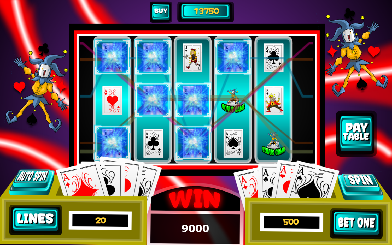 Luck Cards Game Pattern Win Screenshot.