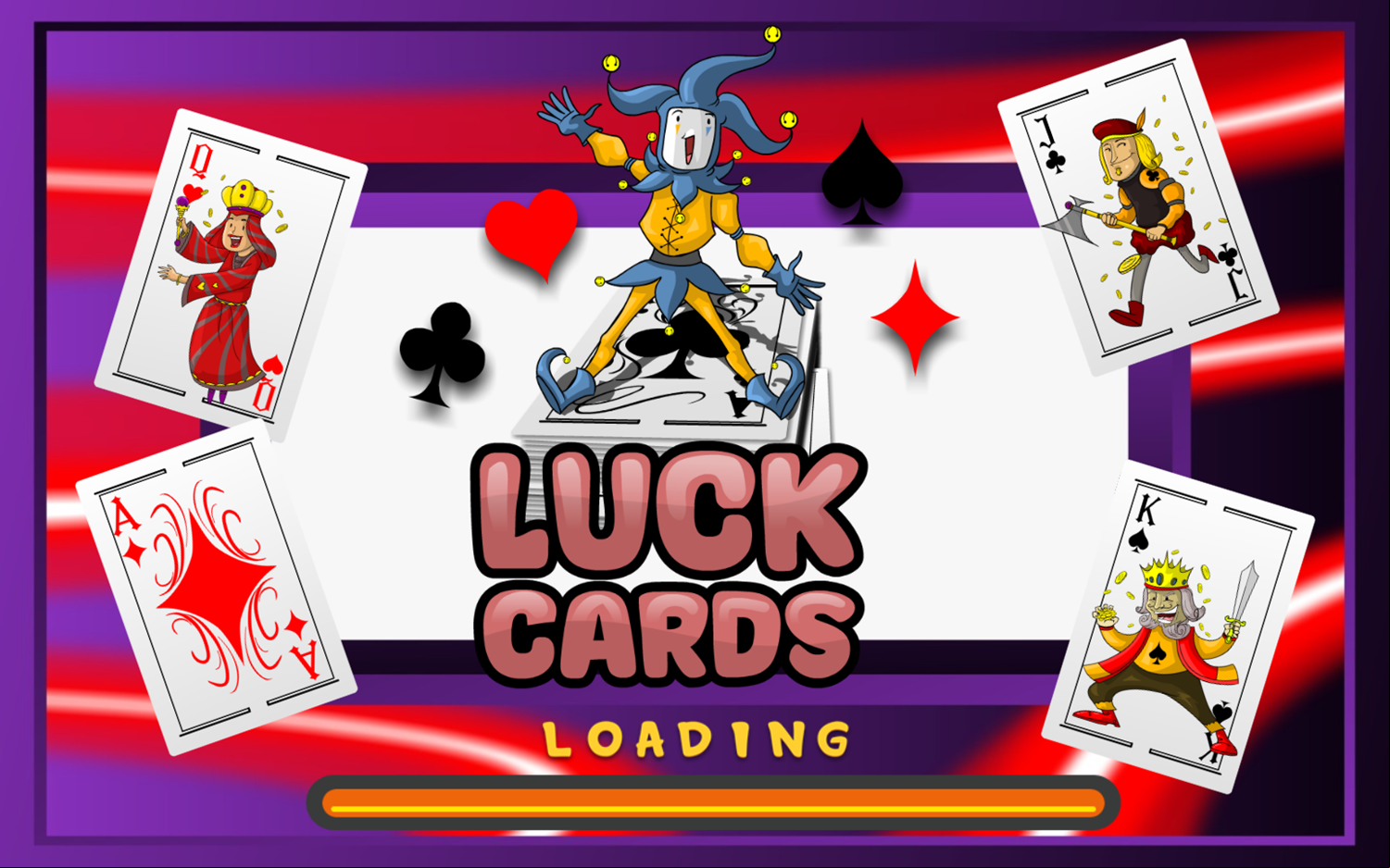 Luck Cards Game Welcome Screen Screenshot.