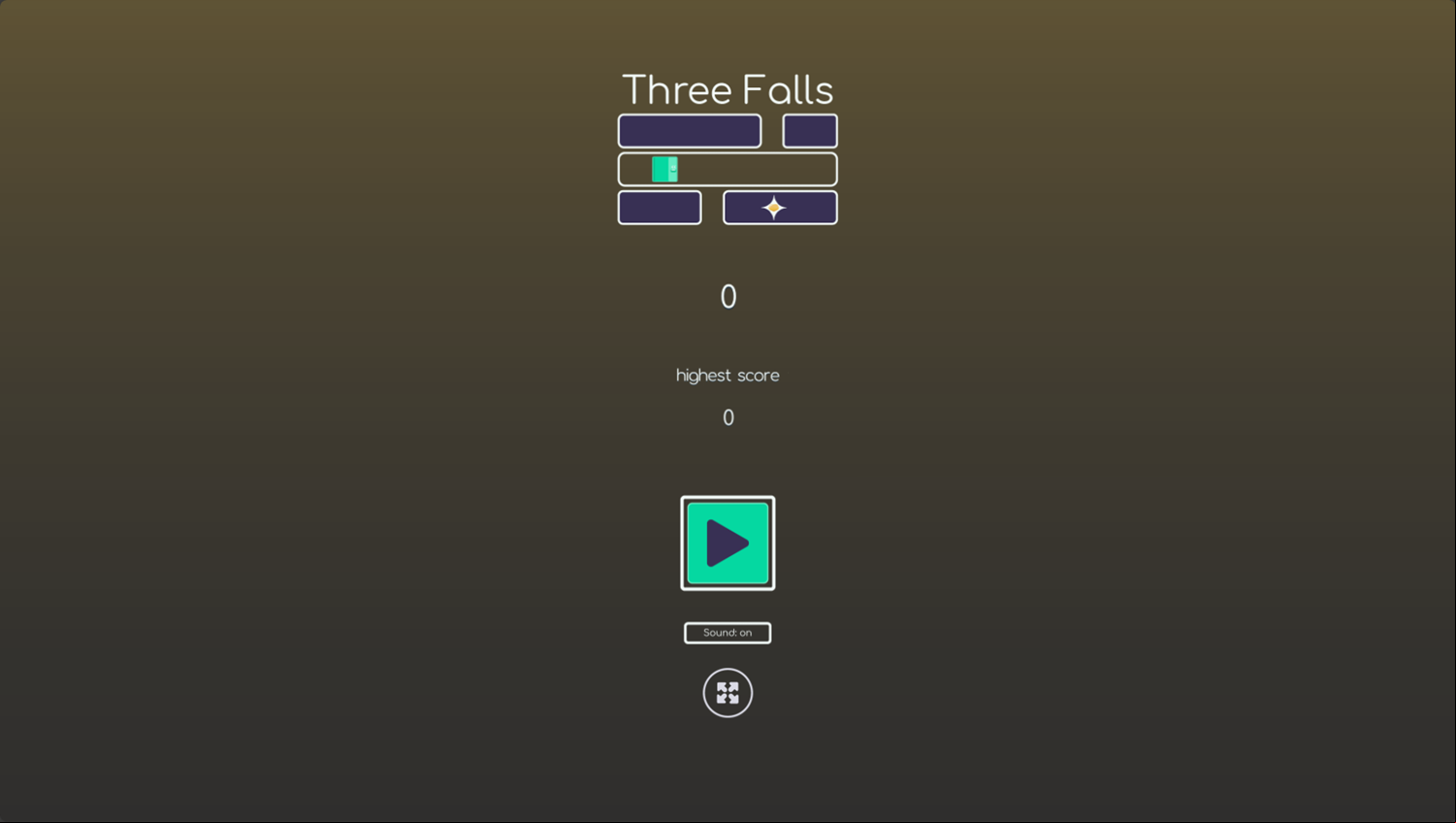 Three Falls Game Welcome Screen Screenshot.