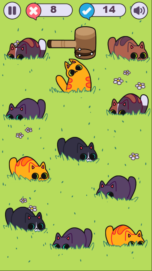 Whack a Cat Game Start Screenshot.