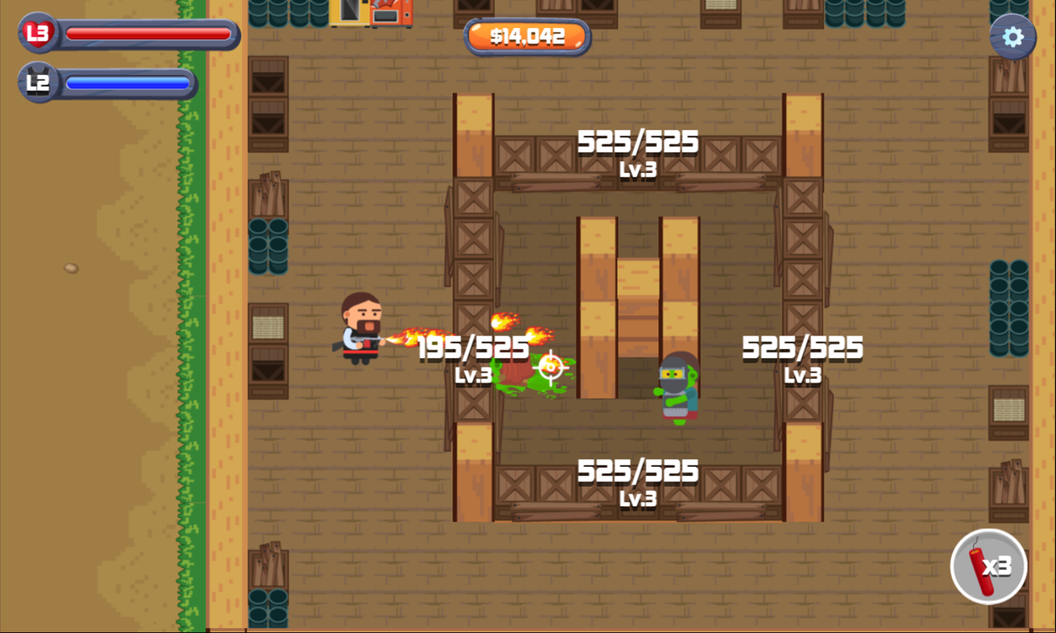 Zombie Attack Game Shooting Flamethrower Screenshot.